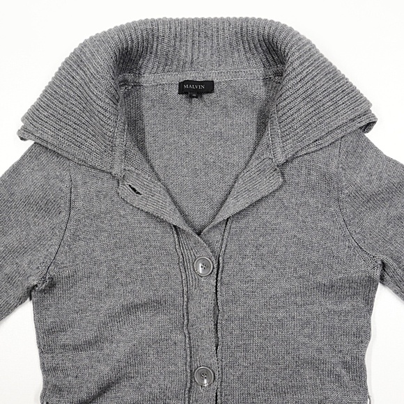 MALVIN ANTHRO Cardigan Tunic Length Sweater Alpaca Wool Gray Women Sz 10/Euro 40 - Picture 3 of 10